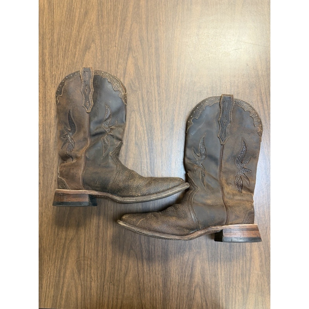 Vintage Boulet Men's Brown Leather Square Toe Western Boots Size US 11.5 E - Picture 7 of 10